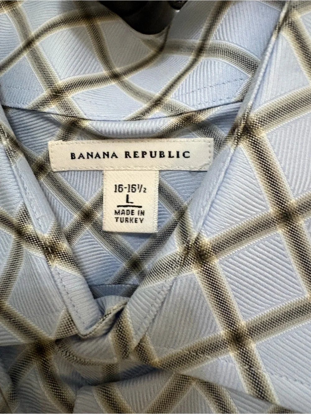 Banana Republic Light Blue and Brown Windowpane Dress Shirt
